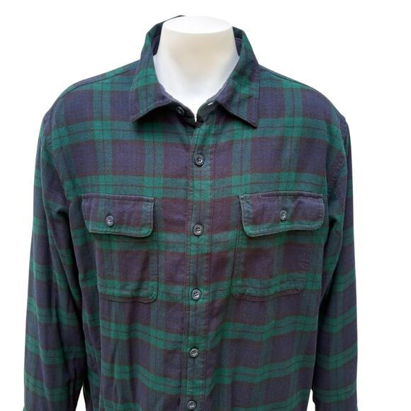 LL Bean Flannel Shirt Sz XL Green Black Plaid Lined Shacket Button Up Utility - Picture 2 of 8